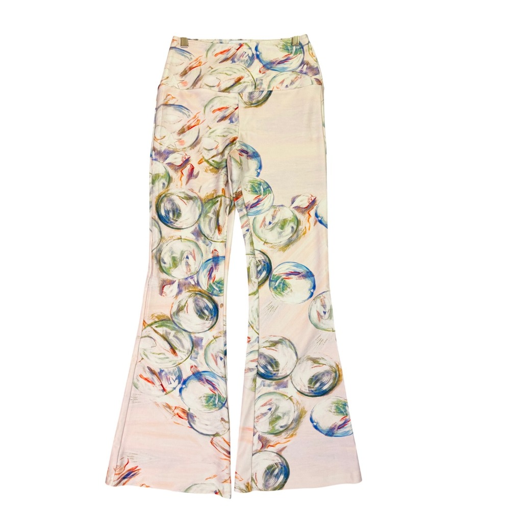 Ala Von Auersperg Flare Pants Women Small Pink Multi Abstract Art Print